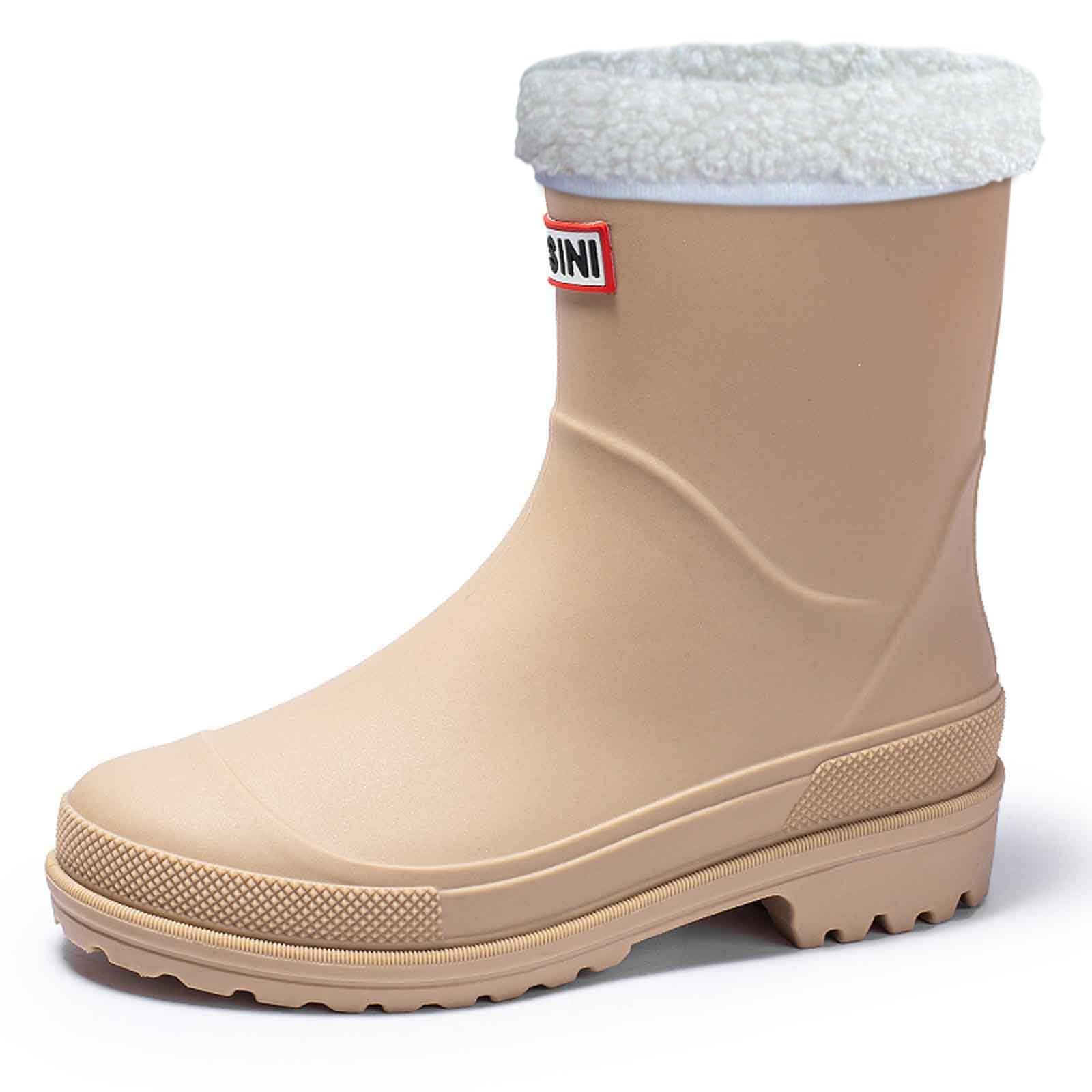 Botas de goma para mujer, forradas, botas de lluvia de media altura, botines de invierno, botines para el tobillo, botas de lluvia, botas de jardín, impermeables, zapatos de trabajo, zapatos