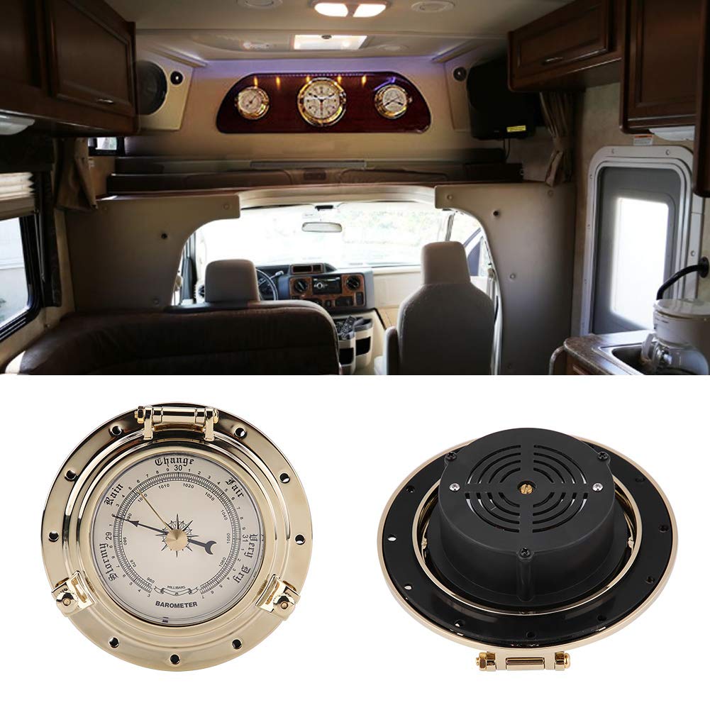 Compteur d'humidité de la température de l'horloge de baromètre rétro de Rome pour le bateau SUV marin de yacht de RV[Baromètre d'or]