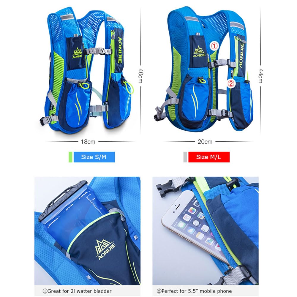AONIJIE Gilet da corsa per donne e uomini, 5,5 l, leggero, per trail running, ciclismo, arrampicata