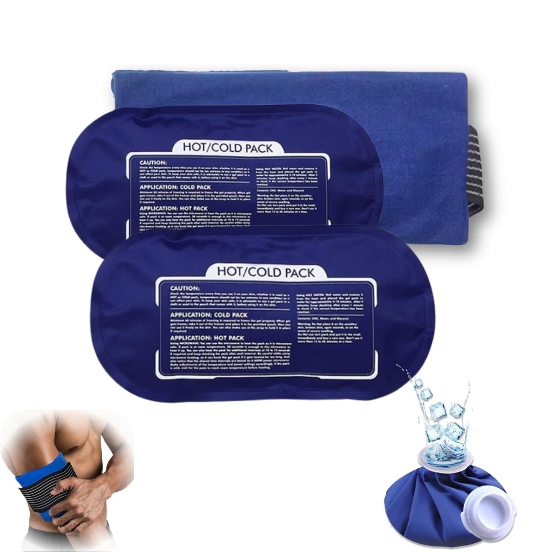 Hot and Cold-3×Pcs with(Gift) ice packs for injuries Reusable Relief Pain Therapy Gel Wrap Adjustable & Flexible Support Foot Pain for Knees Back Muscle Joint Shoulders Arms and Legs stomach