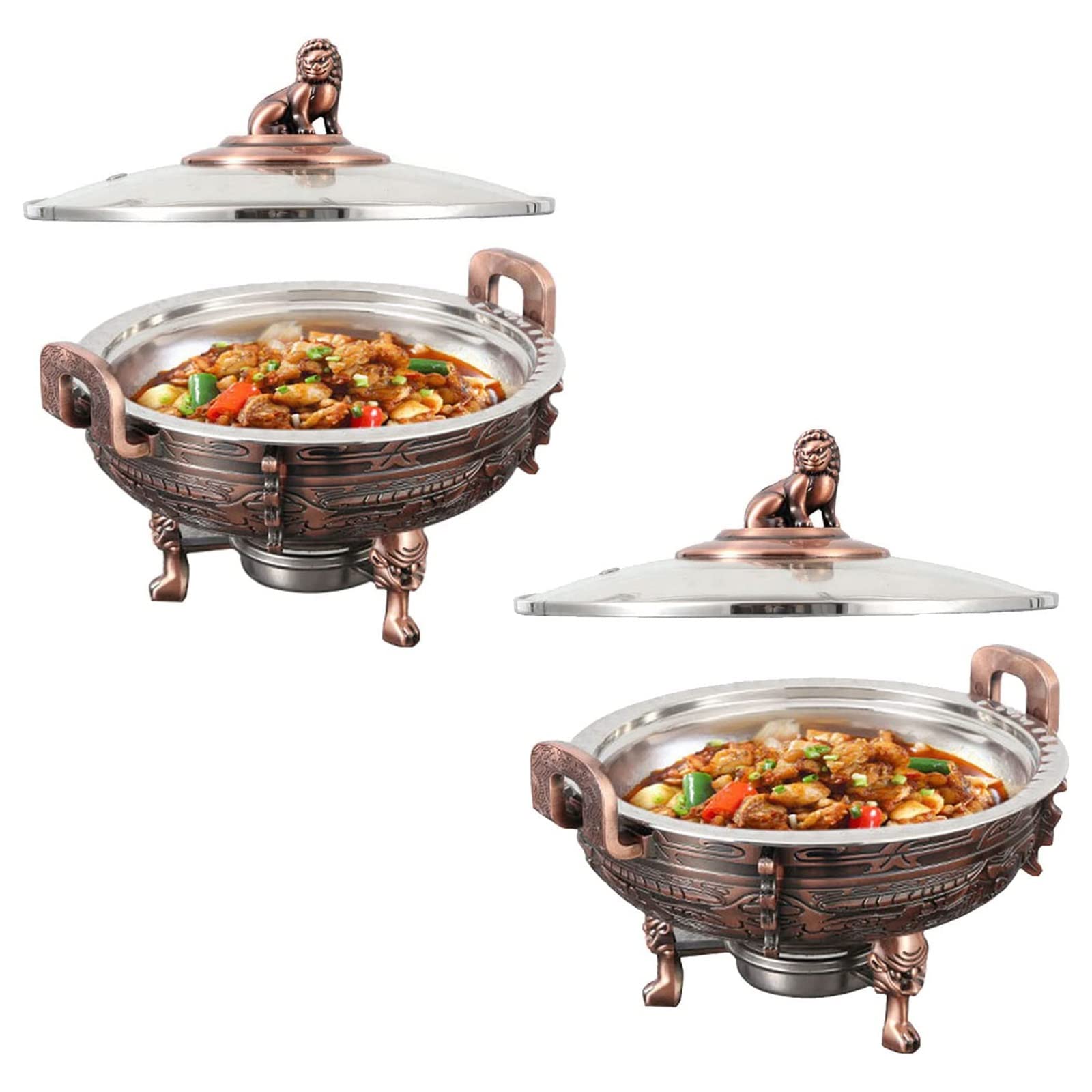 Juego de calentadores de alimentos – Platos redondos para catering buffet – Incluye bandeja de alimentos y soportes de combustible, perfecto para eventos y servicio de catering