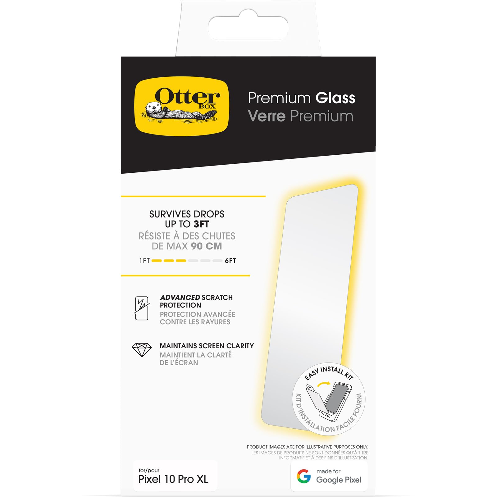 OtterBox Premium Glass Displayschutz für Google Pixel 10 Pro XL, gehärtetes Glas, hervorragender Kratzschutz, übersteht Stürze bis zu 0,9m