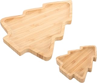 DOITOOL 2PCS Christmas Tree Serving Platter, Decorative Christmas Tree Charcuterie Board for Cheese Fruit Bread, Kitchen