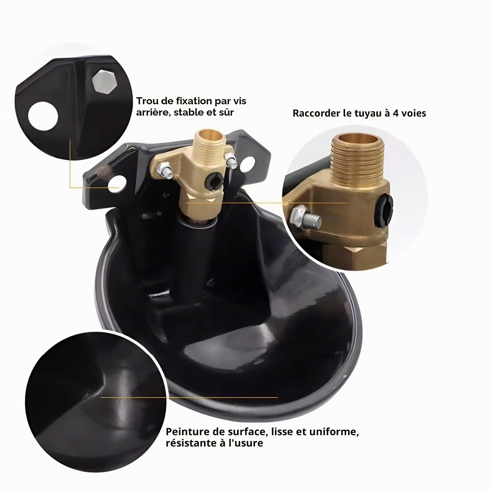 Abreuvoir Automatique pour Chevres, Moutons et Chevaux Robinet Tactile en Cuivre avec Bol d'eau en Acier Inoxydable Epais pour la Ferme et Le Betail (nan)