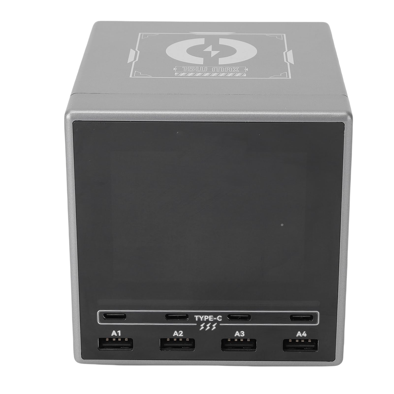 Ejoyous Stazione di Ricarica Wireless USB da 140 W, Hub Caricabatterie Wireless USB A C PD per PC con Pad da 15 W, Display A Colori, Ricarica Rapida A 8 Porte per Scrivania, Ufficio Domestico (Spina