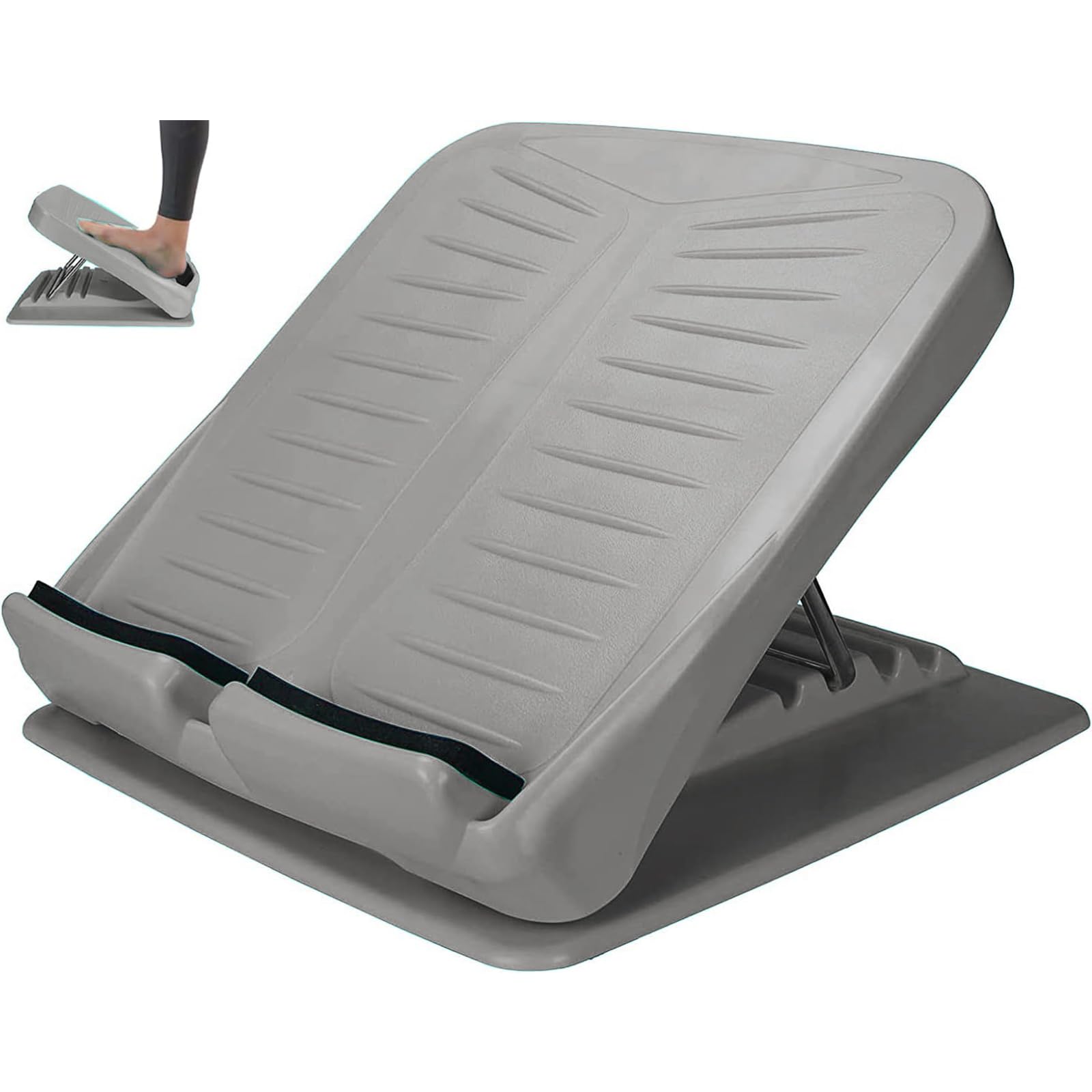 Ideal Swan Slant Board Adjustable Calf Stretcher - Portable Stretch Board for Calves Hamstring, Ankle and Foot Incline Board for Plantar Fasciitis, Stretching Equipment Suitable for Home and Gym, Grey