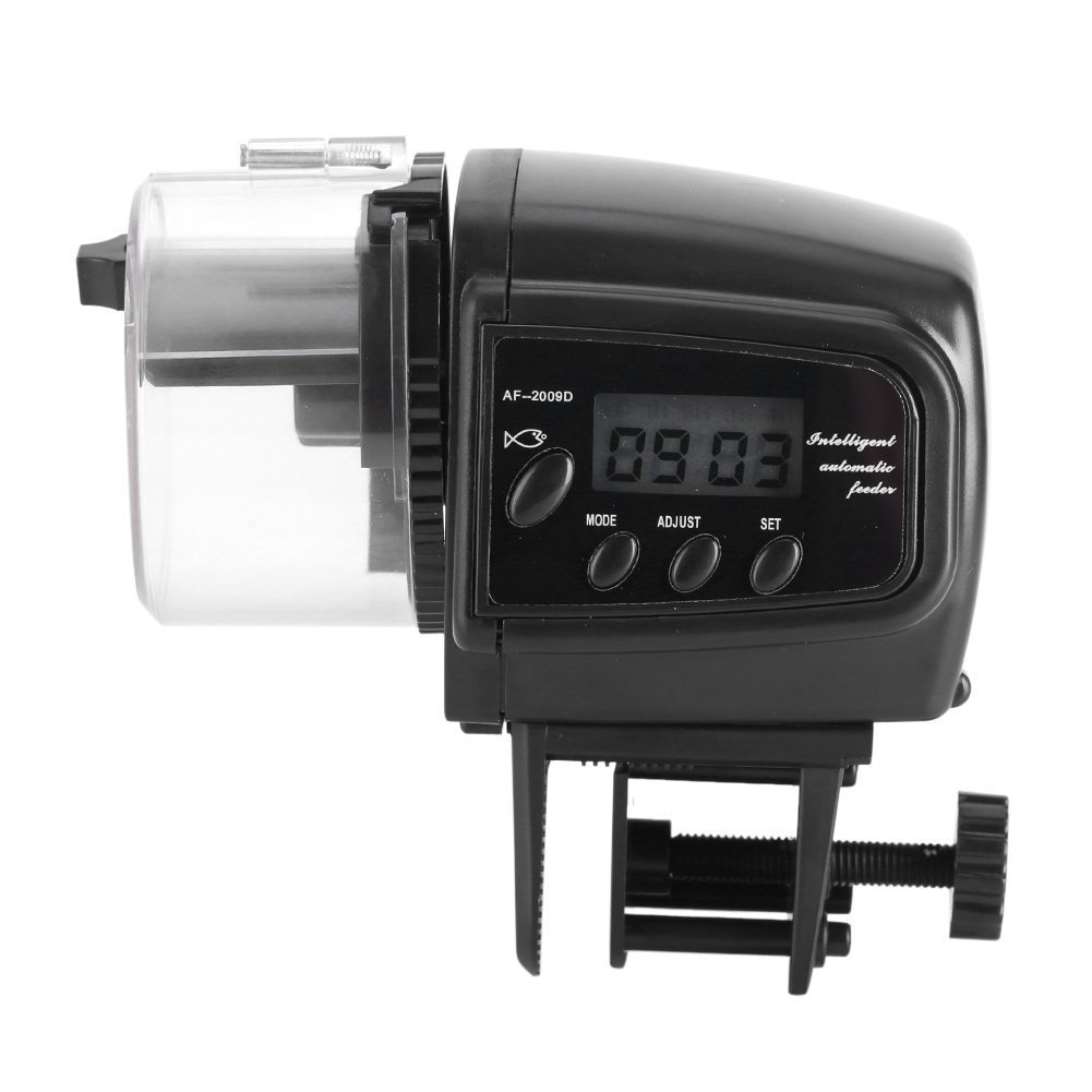 Futterspender für Aquarium, automatisch, Aquarium, Fisch, Lebensmittel, Timer, große Kapazität, mit LCD-Anzeige, Batterien, Verschluss
