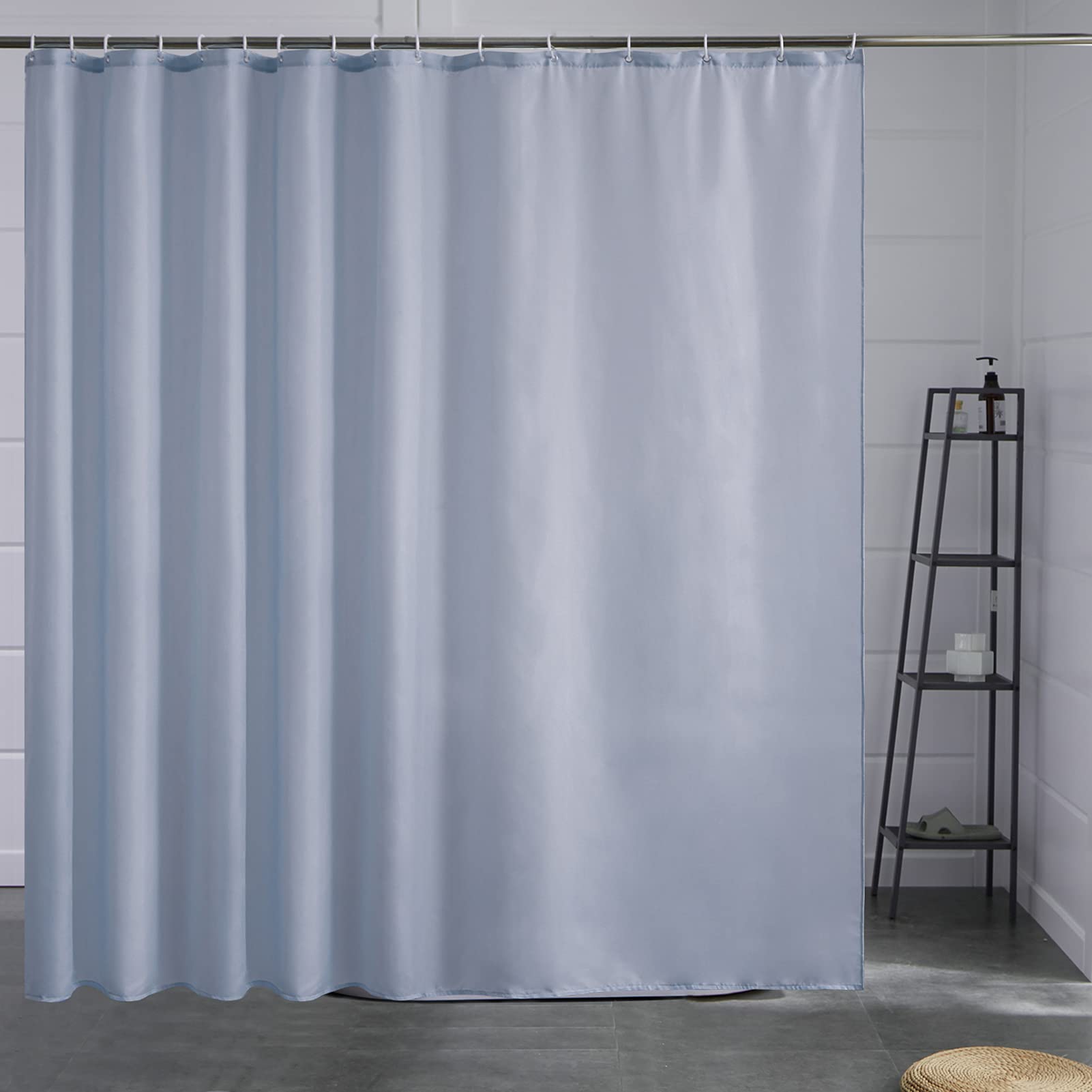 Cortinas Baño Blanca Antimoho Antibacteriano Impermeable Poliester Tela Lisa Lavable, con 12 Ganchos Plásticos, 180x200 Cortina. — view 75