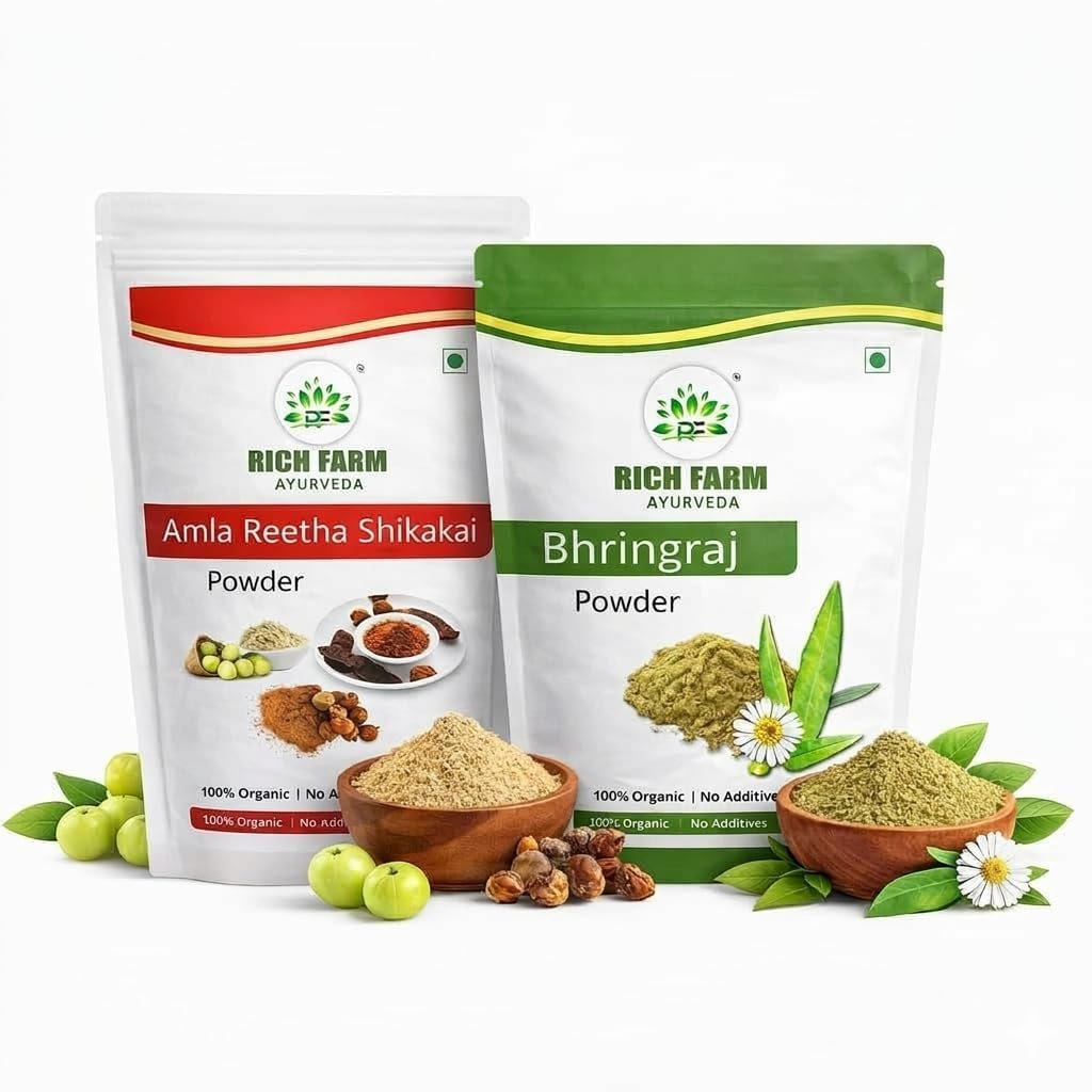 Herbal Hair Care Combo – Bhringraj Powder & Amla Reetha Shikakai Powder (100g Each) | Natural Hair Growth, Scalp Cleansing & Strengthening | Chemical-Free Hair Care Pack | Herbal Hair Pack-image-27