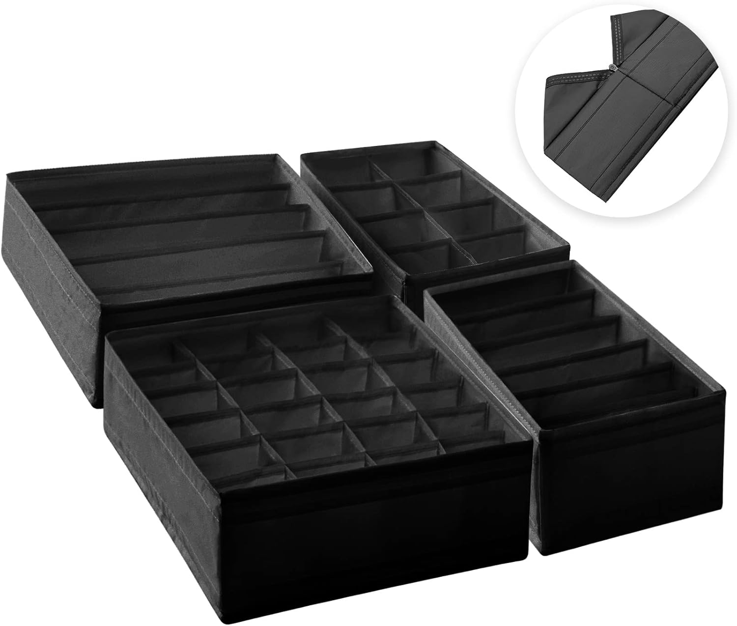 Hanspace Underwear Organizer 4 Pack Dresser Drawer Dividers