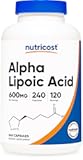 Nutricost Alpha Lipoic Acid 600mg Per Serving, 240 Capsules - Gluten Free, Vegetarian Capsules, Soy Free & Non-GMO