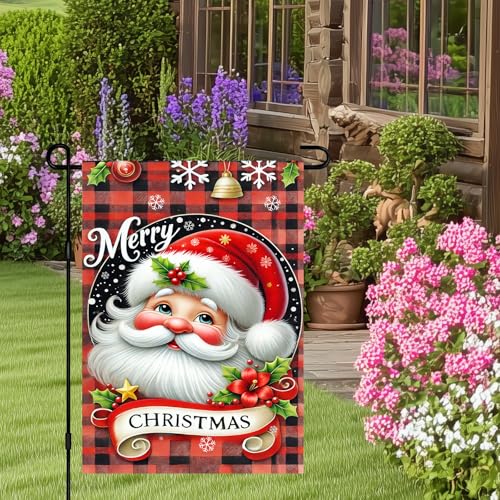 Image of BlissYard Christmas Santa Claus Garden Flag 12x18 Inch Polyester