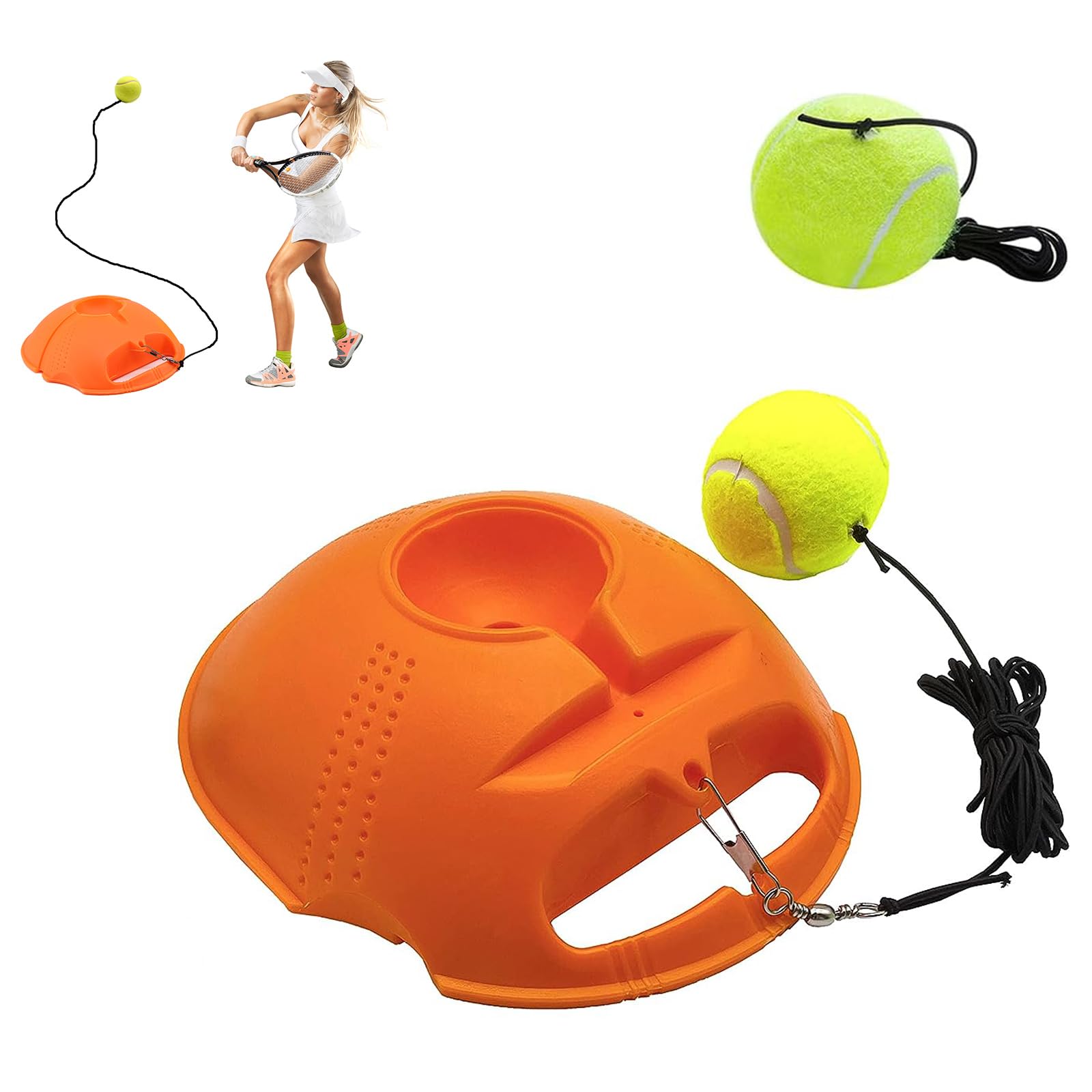 Entraîneur De Tennis Solo – Base Bleue Balle Verte – Avec élastique – Neuf