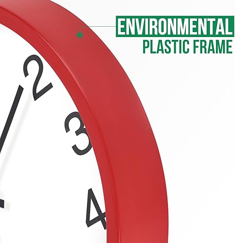 Miniatura 4 de Reloj de pared silencioso sin tictac, movimiento de cuarzo, estilo moderno, simple, redondo, de plástico, para hogar, oficina, escuela, sala de