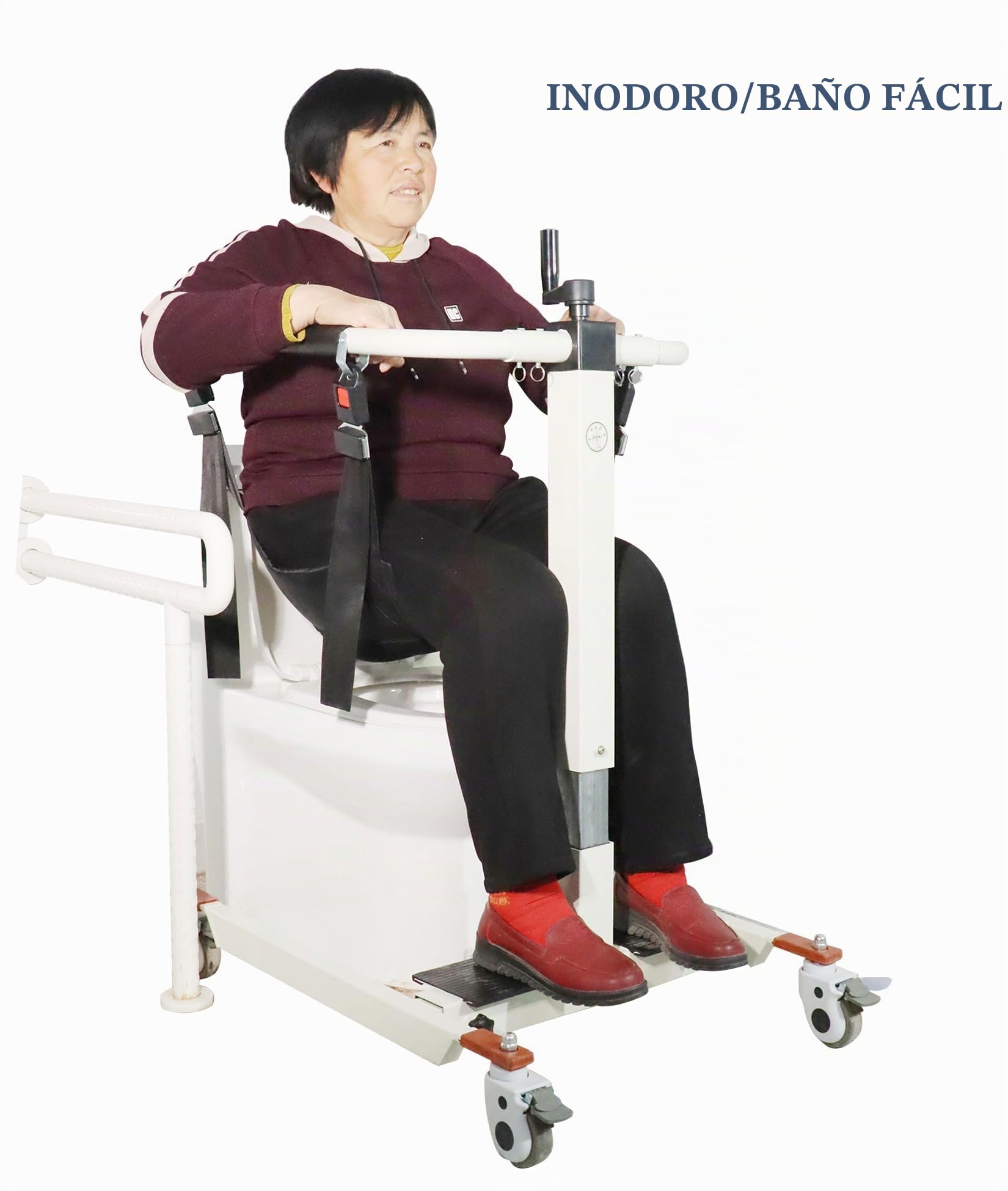Silla de Transferencia con Grúa Portátil, Elevador de Pacientes Ligero para Hogar, Silla de Ruedas para traslado de Pacientes, Silla de Ducha para Ancianos, Elevador de Pacientes