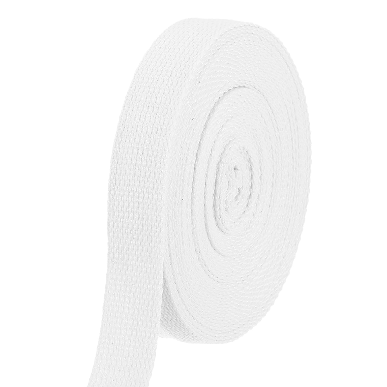 sourcing map Cotton Webbing 1 Inch 11 Yard Polyester Cotton Weave Webbing Strap Twill Tape Ribbon for Arts and Crafts Webbing Tote Bag Handles Cloth Belt Making Outdoor Supplies, White