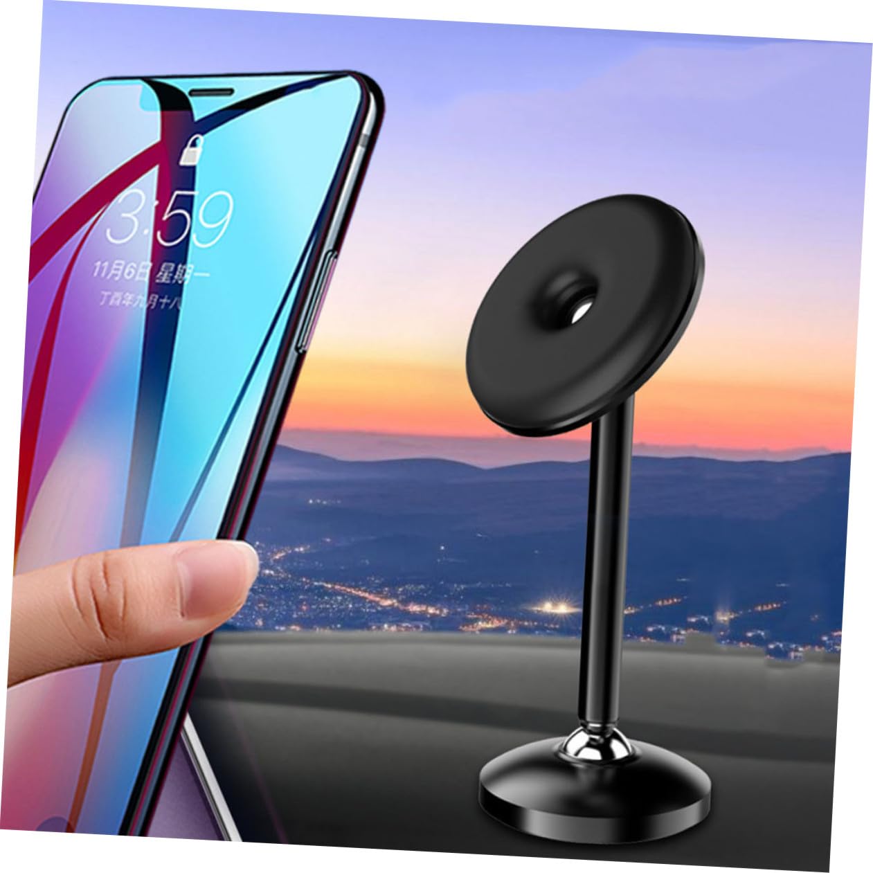jojofuny 3pezzi Supporto Magnetico Per Telefono Auto Lega Di Alluminio Rotazione e Installazione Facile Compatibile Con Tutti Modelli Di Smartphone Nero