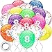 35 Paquetes Globos de Feliz Cumpleaños de 8 Años y Globos de Fiesta de Confeti, Globos de Confeti de Arcoíris Globos de Colores con Números Globos de Fiesta Coloridos para Decoración
