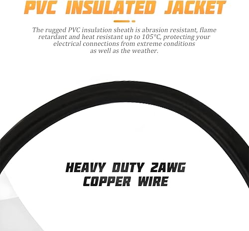 Miniatura 3 de AICEL Juego de cables de batería de 4 AWG con terminales, cables inversores de batería de cobre puro con terminales de 38 pulgadas, cable de