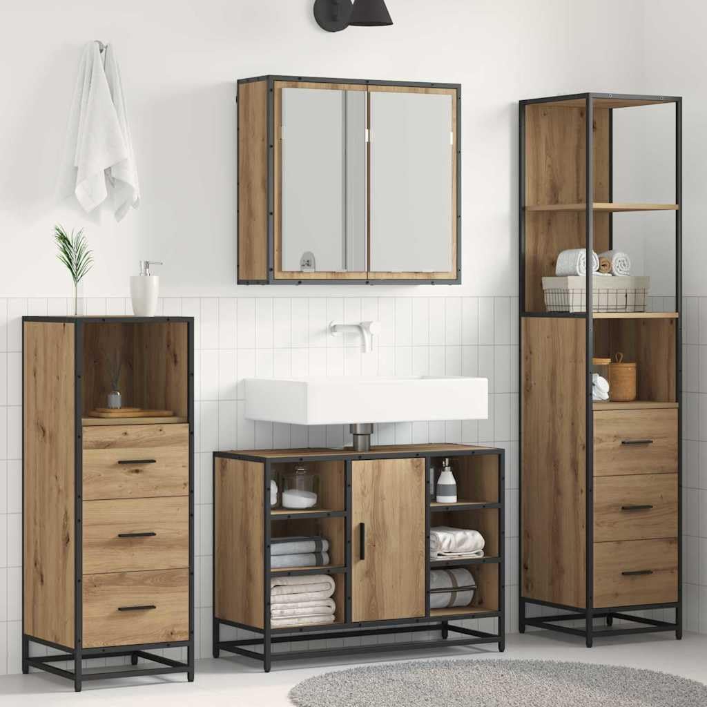 Muebles de baño en roble artesanal con cajón elegante para renovar el hogar