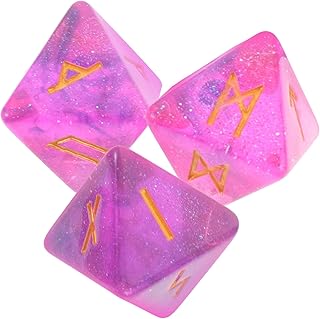 Totority 3 Pçs Dados De Runa Dados De Resina De Decoração Em Vitrais Ternos Pretos Dados Misteriosos Dados Astro 8 Dados Dados Dados De 8 Lados Adereços De Disco Dados Portáteis Ferramenta