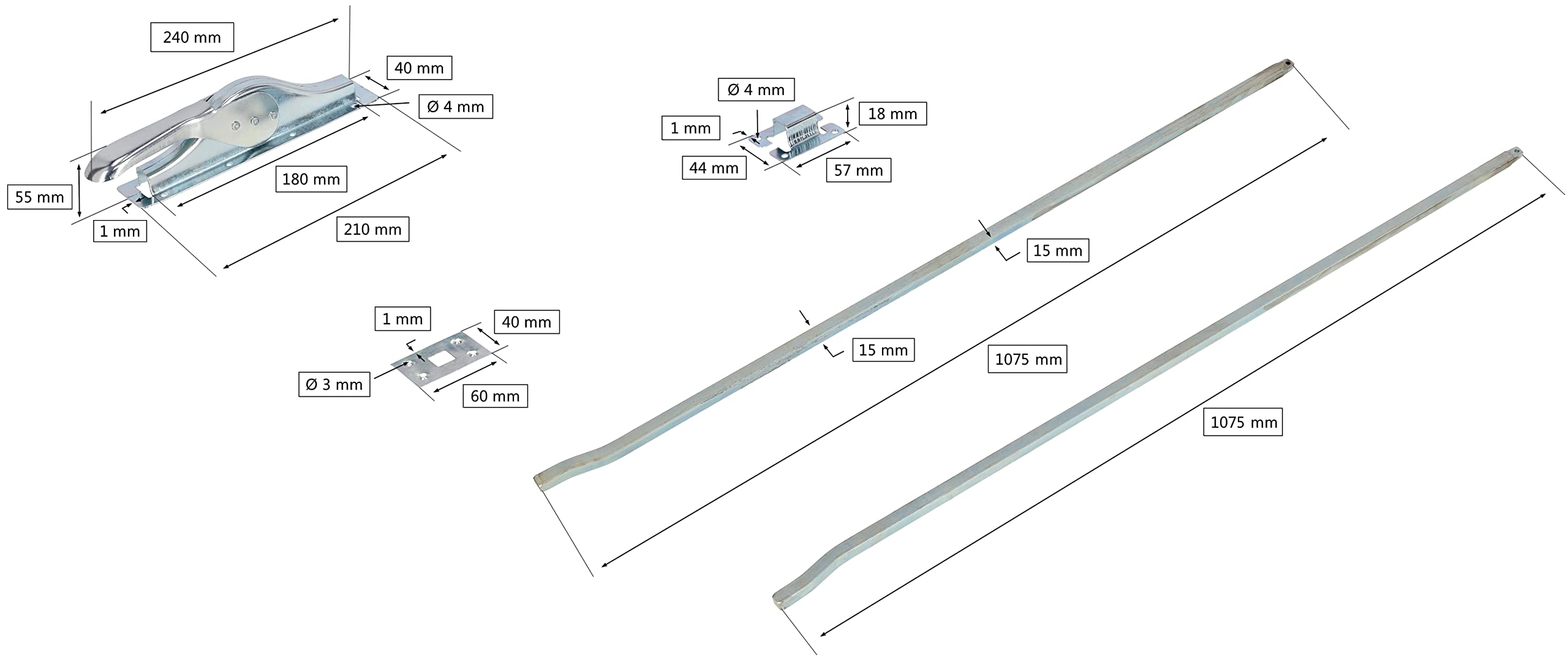KOTARBAU® Cerradura de puerta de garaje galvanizada para puertas osciladas, 215 cm, color blanco