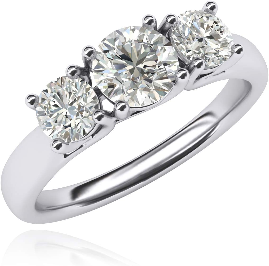 Solid Sterling Silver Three Stone Trellis Simulated Diamond Ring Promise Engagement ring 2.0ctw for Women