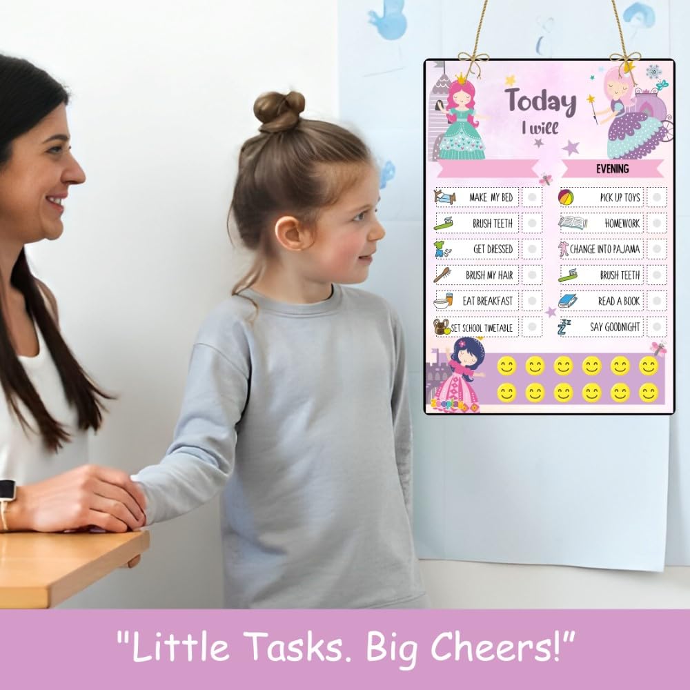 Zooplay India My Responsibility Chart Princess- Good Habit Chart for Kids - Reusable Behavior Tracker with SmiliesI For Age 3-12 year I Reward chart I gift for girls 3 yr -12 yrs - Image 6 thumbnail