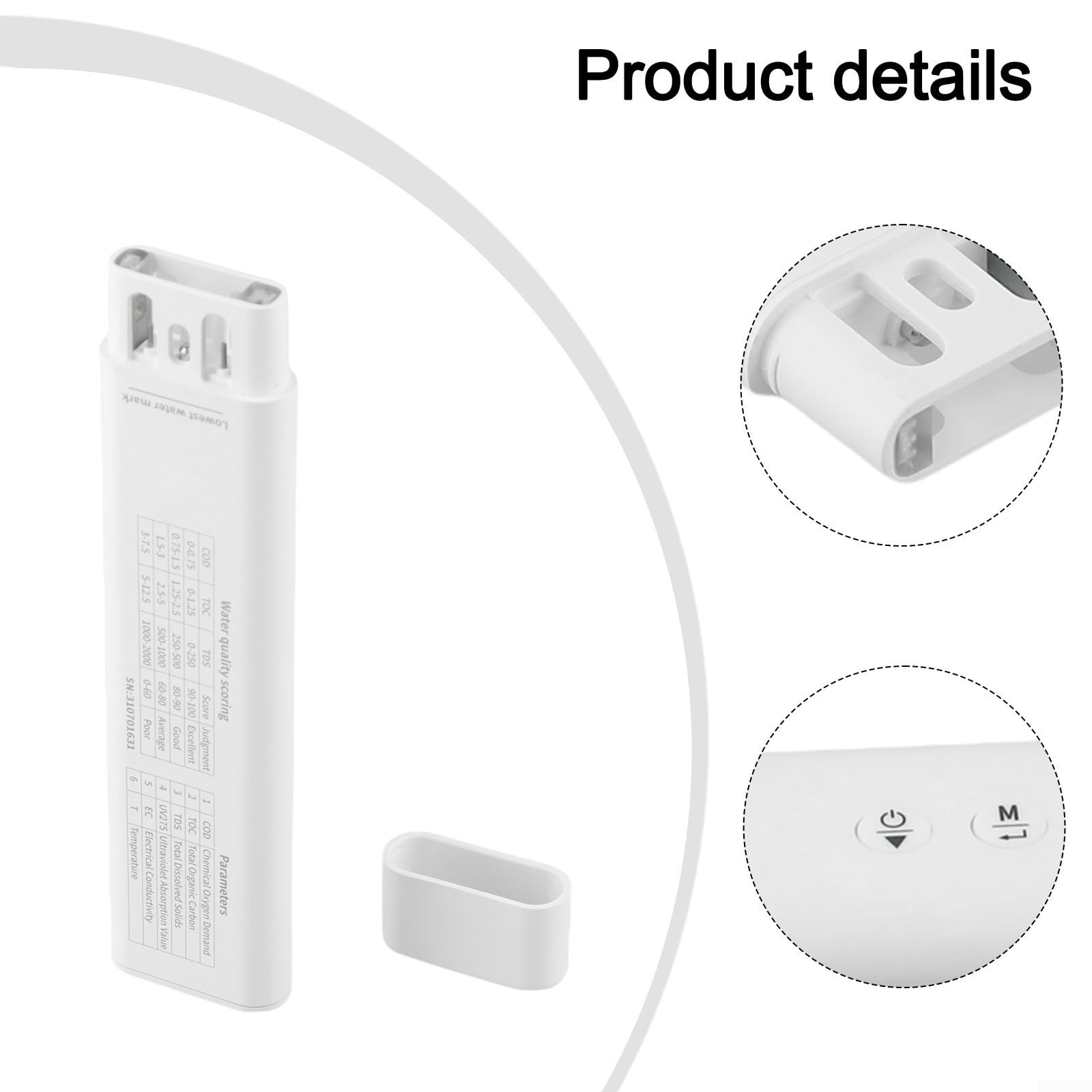 DAZZLEEX Penna per test di qualità dell'acqua 6 in 1 con misuratore di conducibilità per TOC/COD/UV275 e rilevamento della temperatura, materiale ABS per test dell'acqua potabile e varie risorse