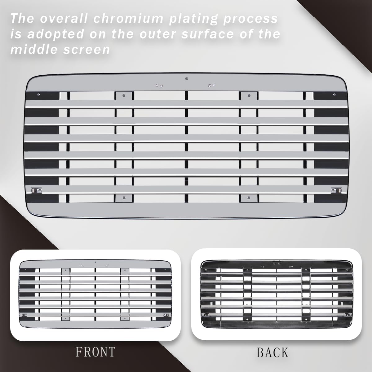Front Chrome Grille Without Bug Screen A17-12935-000 Compatible With 1991-2004 Freightliner FL 60 70 80 106 112