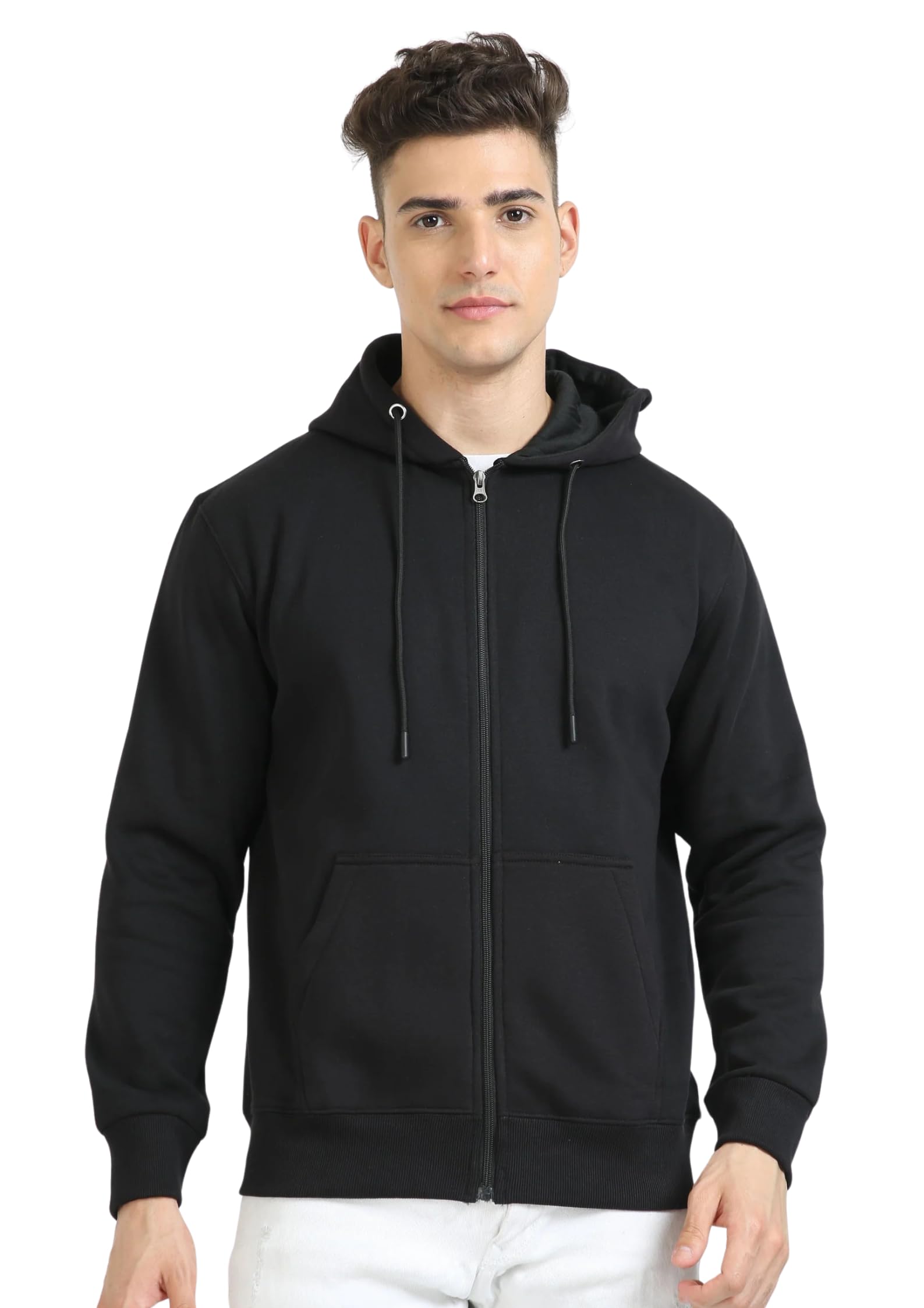 crazybee Zipper Hoodies for Man Stylish | 280 GSM Rich Cotton Fleece Solid Regular Fit Hooded Full Sleeve Sweatshirt for Men | Stylish Casual Wear Winter Hoodies for Men-picture-48