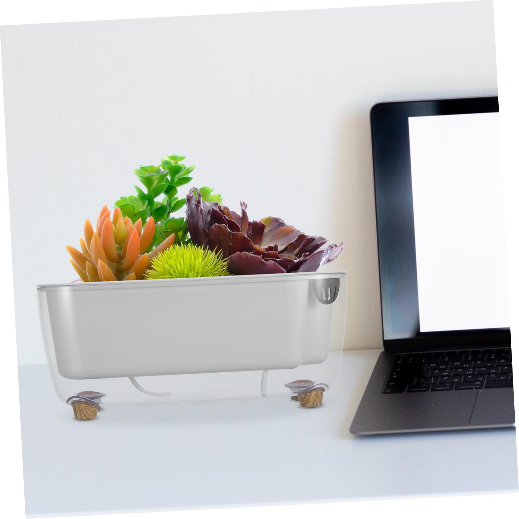 Pot à Arrosage Automatique Transparent en PP Double Couche et Design Auto-irrigant pour Plantes D'intérieur pour Décoration Maison