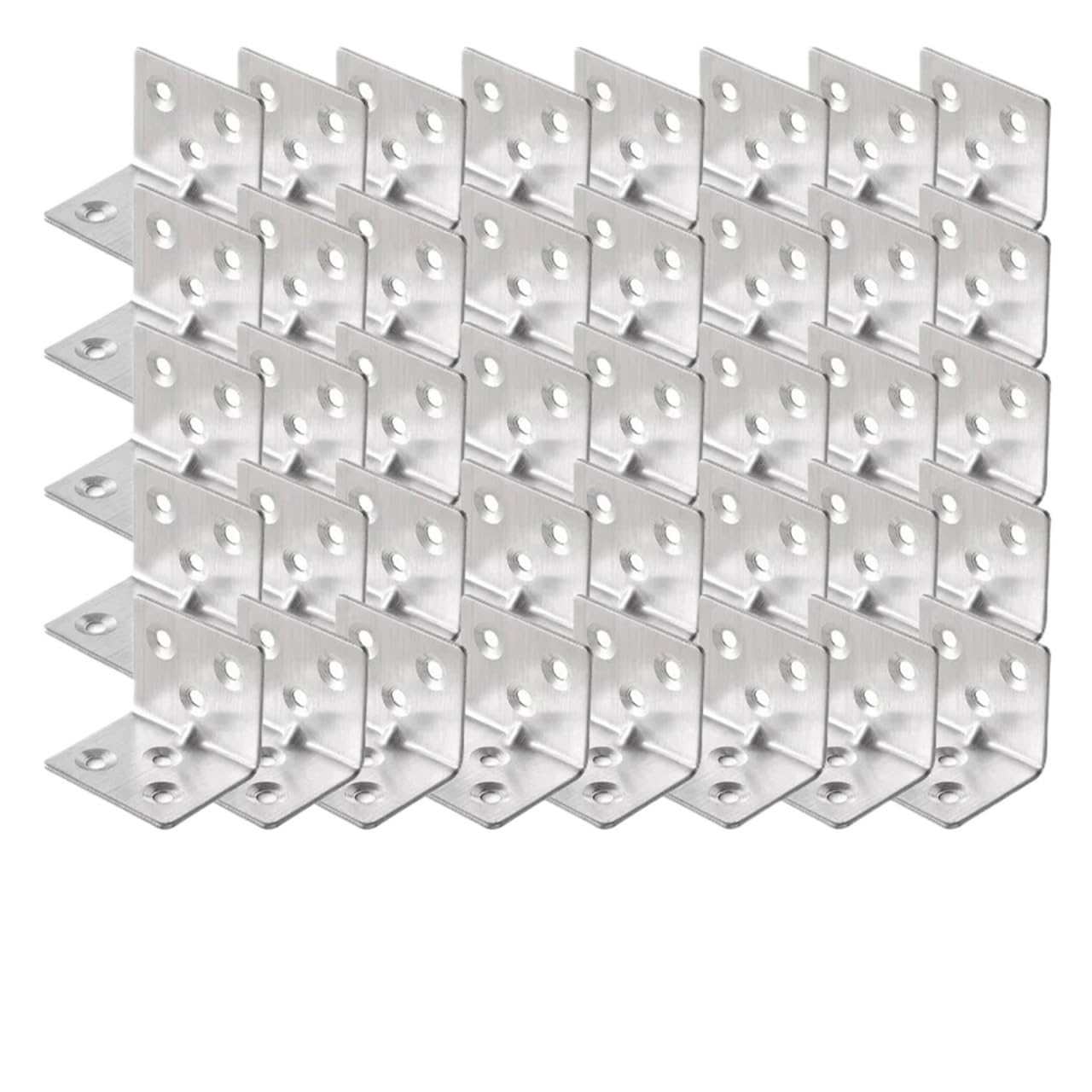 Universal Stainless Steel Corner Bracket 90 Degree L-Shaped Right Angle Fixed Brace Fastener for Wood Furniture Bedframe Cabinet(40PCS-(6 Holes))