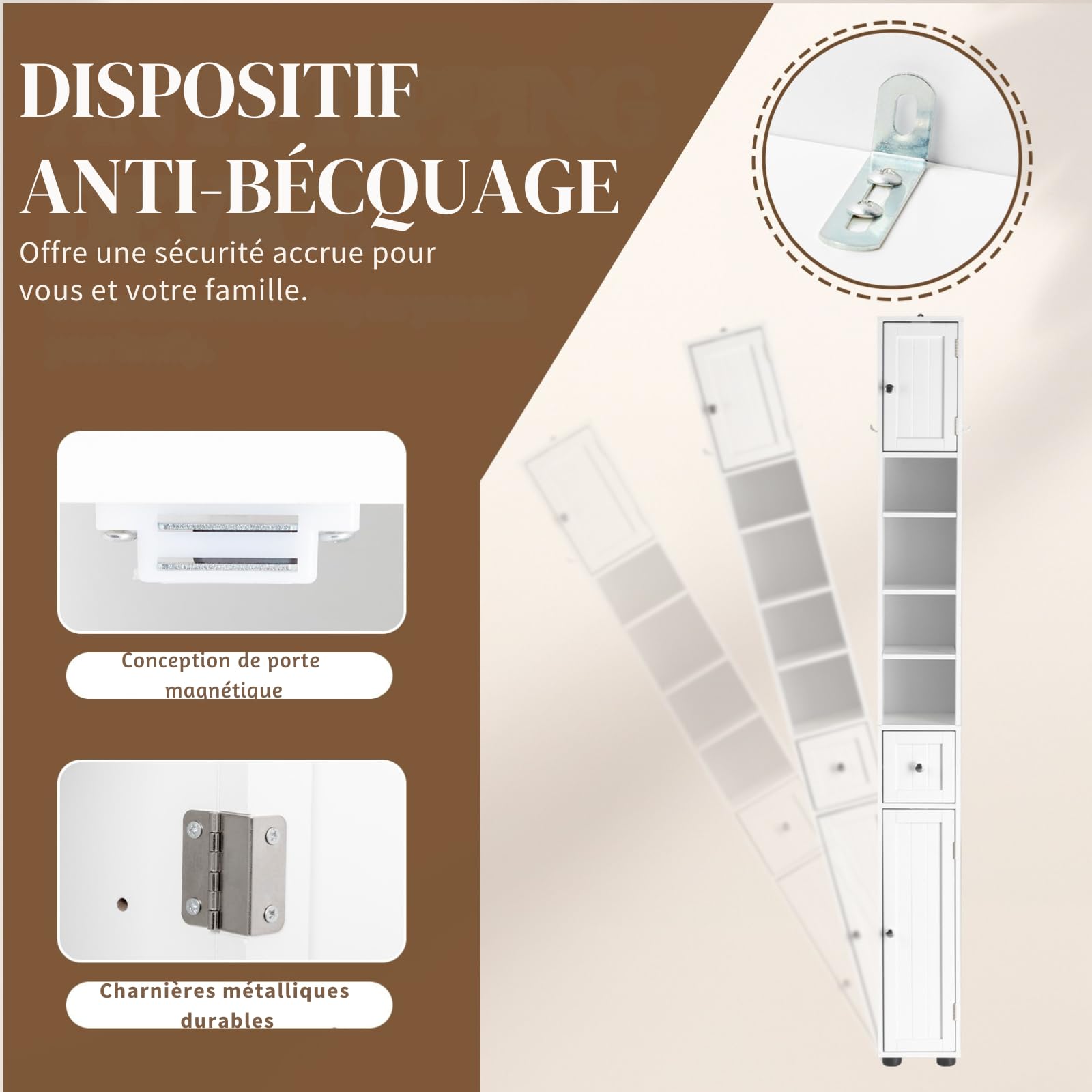LEADZM Meuble de Salle de Bain étroit, Meuble de Rangement