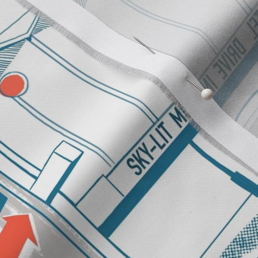 Spoonflower Fabric - Retro Car Mid-Century Alien Toile UFO Sci Fi Atomic Desert Spaceship Printed on Organic Cotton Sateen Fabric by The Yard - Sewing Quilting Apparel Home Decor