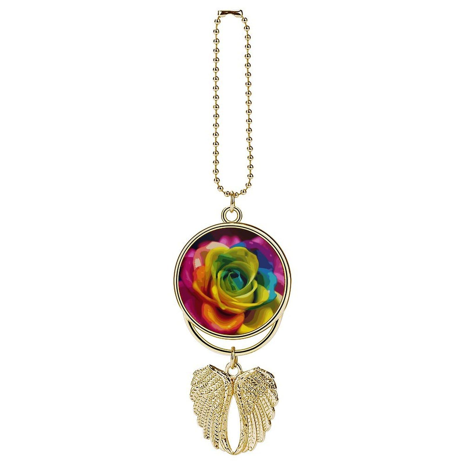 Rainbow Flower Car Pendant Hanging Swing Auto Rear View Mirror Hanging Car Rear View Mirror Charm Truck Hanger Ornament Charm for Car Rear View Mirrors Accessories