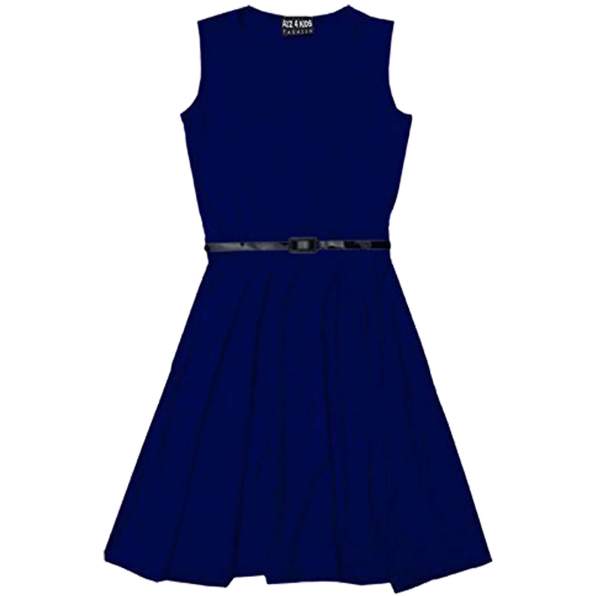 A2z 4 Kids Girls Navy Party Fashion Dresses With Free Belt Summer - Skater Sleeveless 13