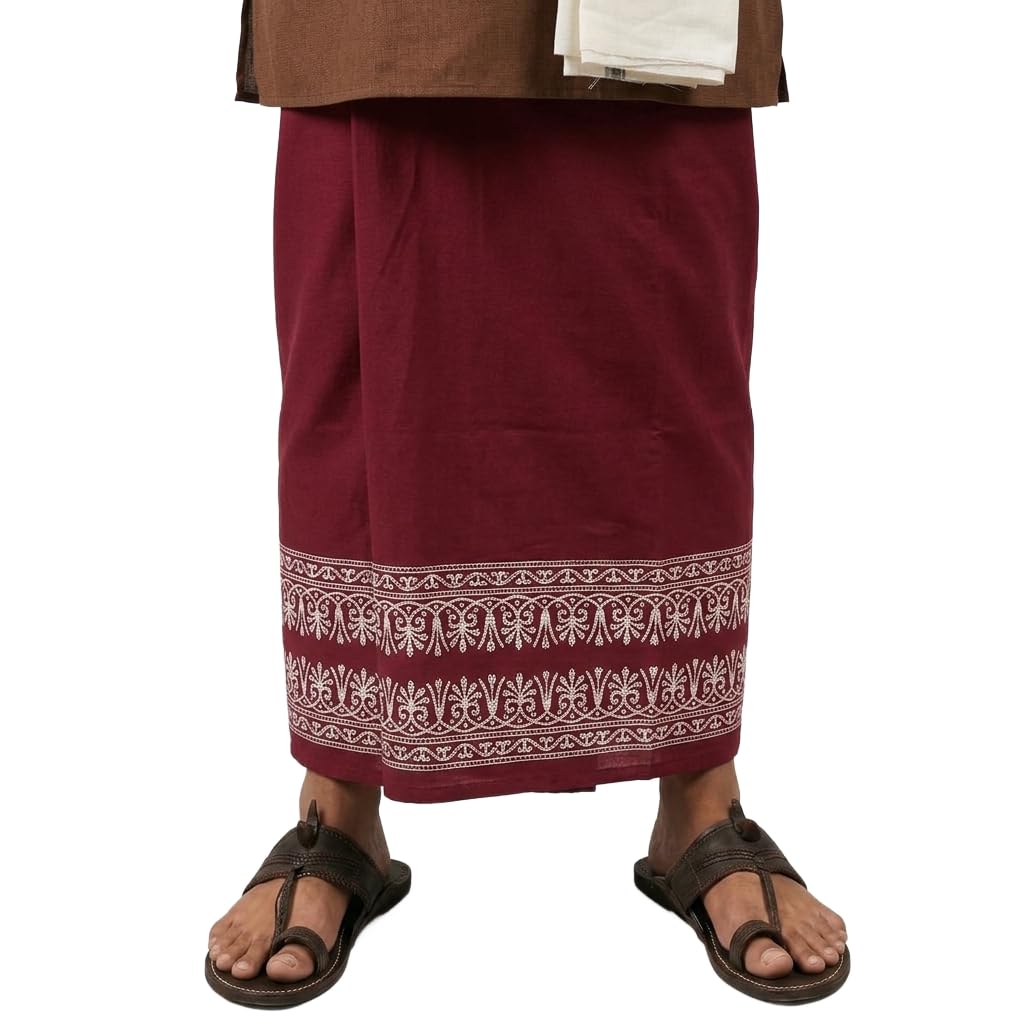 niira Kora Khadi Dhoti Lungi for Men | Traditional Veshti Pancha Wrap | Lightweight Ethnic Wear for Festivals, Ceremonies & Daily Comfort-picture-20