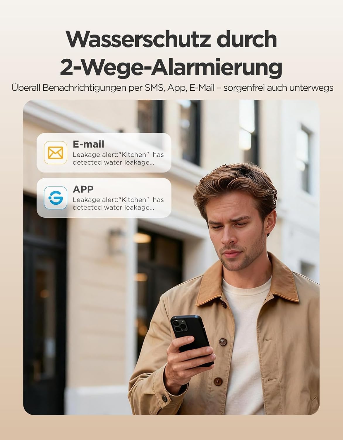 GoveeLife Lot de 5 détecteurs d'eau intelligents 1s avec portée ultra de 550 m, capteur d'eau Wi-Fi avec push e-mail/application et alarme acoustique, durée de vie de la batterie de 5 ans, convient