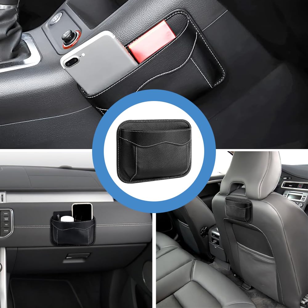 Boczny organizer na siedzenia samochodowe, 12 x 18 cm, kieszeń boczna na siedzenia samochodowe, wodoszczelna skóra PU, torba do przechowywania na boki i oparcia foteli samochodowych, czarny