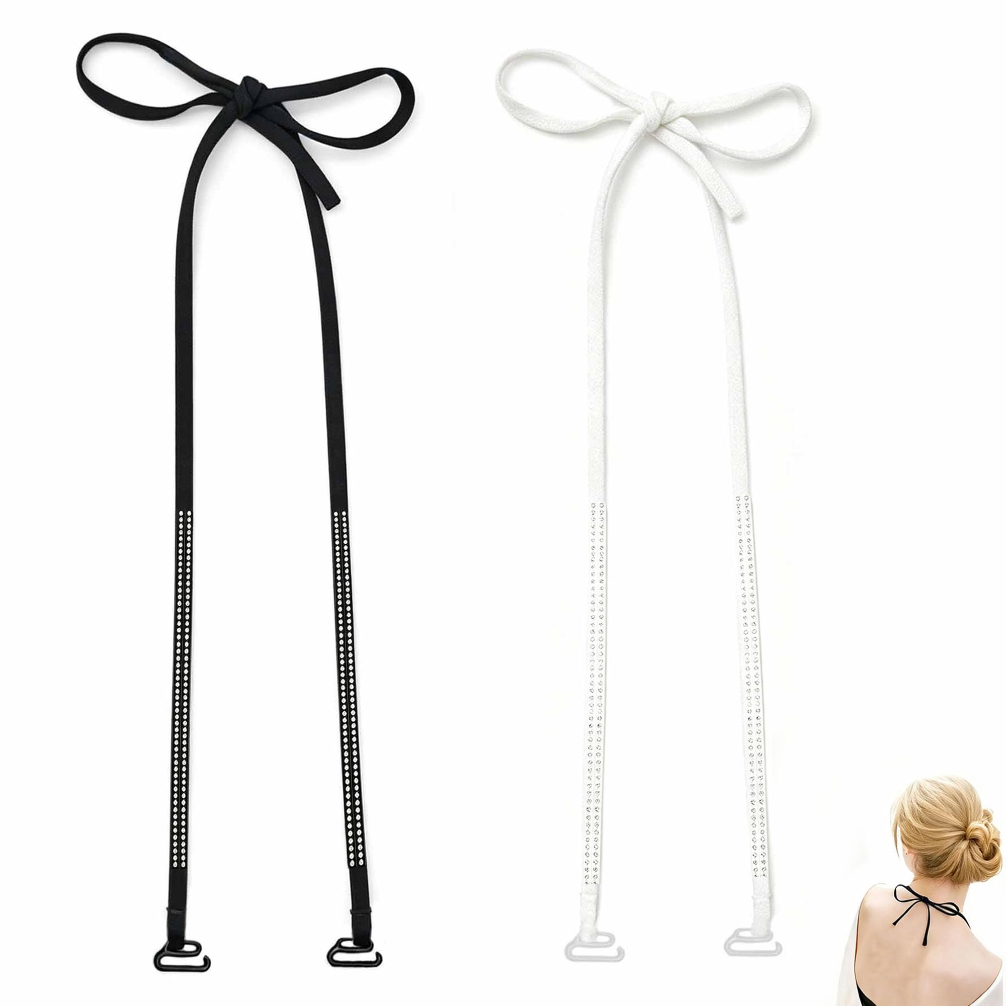 ZAHD 2 Paires Soutien Gorge à Bretelles en Strass Paillettes réglables Dames Remplacement Brillant Soutien Gorge Bretelles Bretelles à Nouer soi même pour remplacer Soutien Gorge Robes