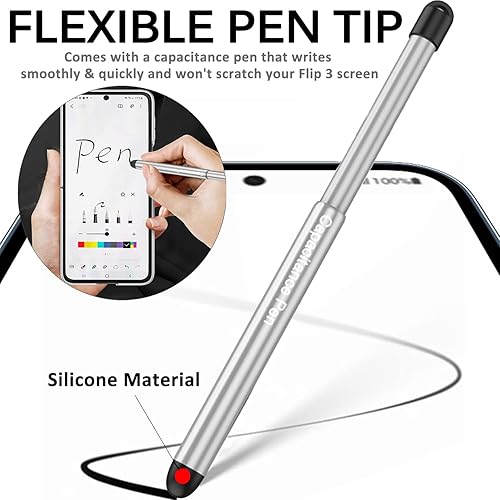 Miniatura 2 de Miimall Funda para Samsung Galaxy Z Flip 3 con bolígrafo, Z Flip 3 con anillo + protector de pantalla de cámara de vidrio templado para Samsung