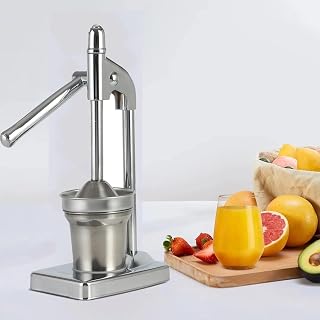 Cast Iron Juicer Hand Press, Manual Juicer Stainless Steel Lemon Squeezer, Heavy Duty Countertop Lime Citrus Crush Machine for Fresh Lemonade Orange Juice, Home and Kitchen, Easy to Clean