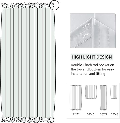 Miniatura 190 de DWCN Cortinas para puerta francesa: cortina térmica con bolsillo para barra para puertas con ventana de cristal, puertas de cocina y patio