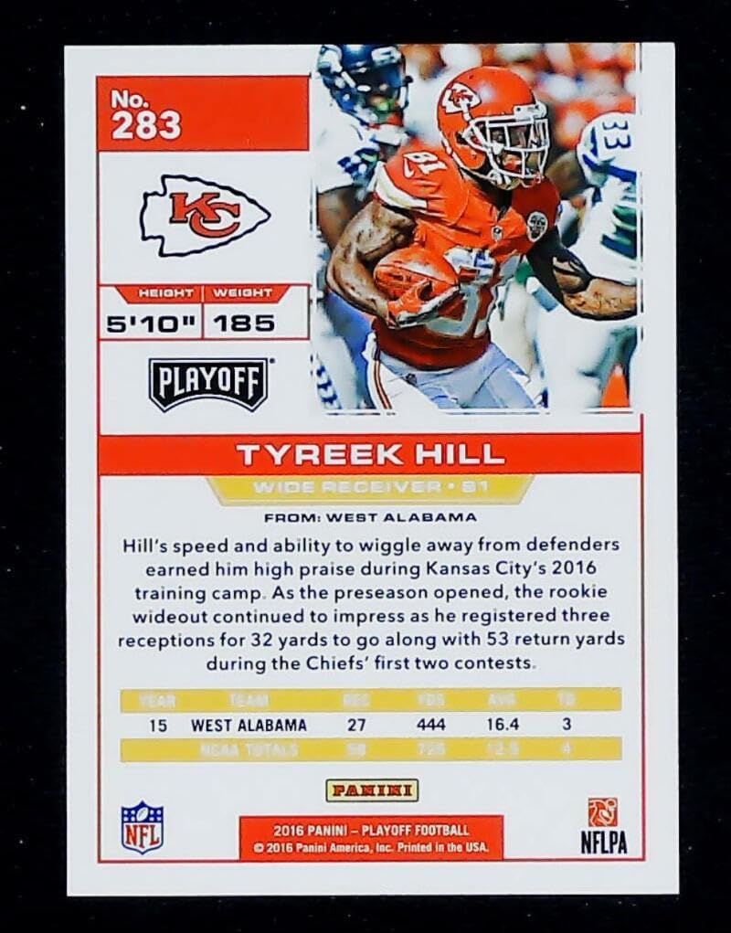 2016 Playoff Kickoff #283 Tyreek Hill RC Rookie 121/199 Kansas City Chiefs NFL Football Trading Card