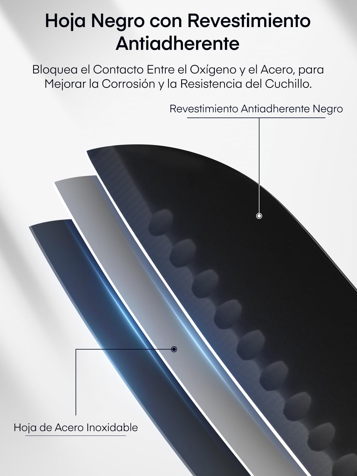 D.Perlla Cuchillos de Cocina, 16 Piezas Negro Revestimiento Antiadherente Juego de Cuchillos de Cocina, Acero Inoxidable de Alto Carbono, Afilado y Antioxidante, con Soporte Acrílico y sacapuntas