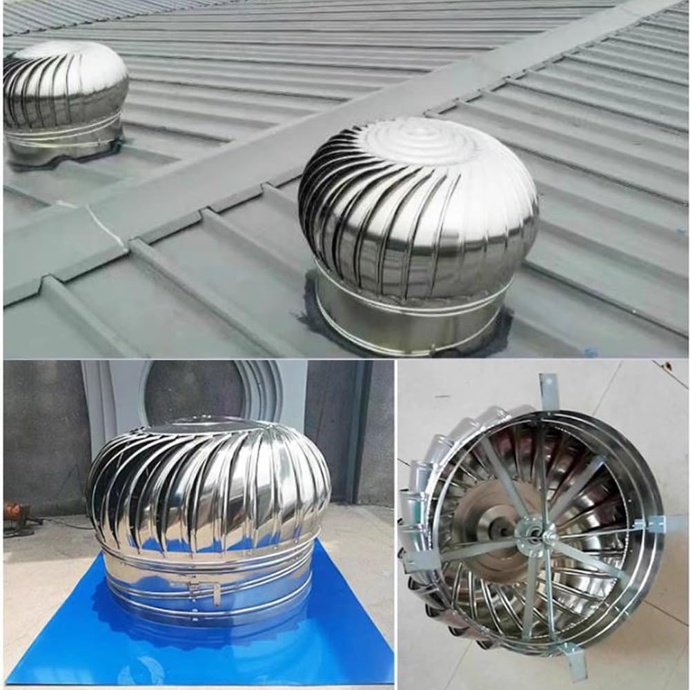 HCZION Roof Wind Turbines Roof Flue Vent Stainless Steel Air Outlet, Roof Ventilator Turbines Cap Vent, 4 8 10 12 14 16 18 20 24 32In Turbines Ventilator (Size : 450mm/18inch)
