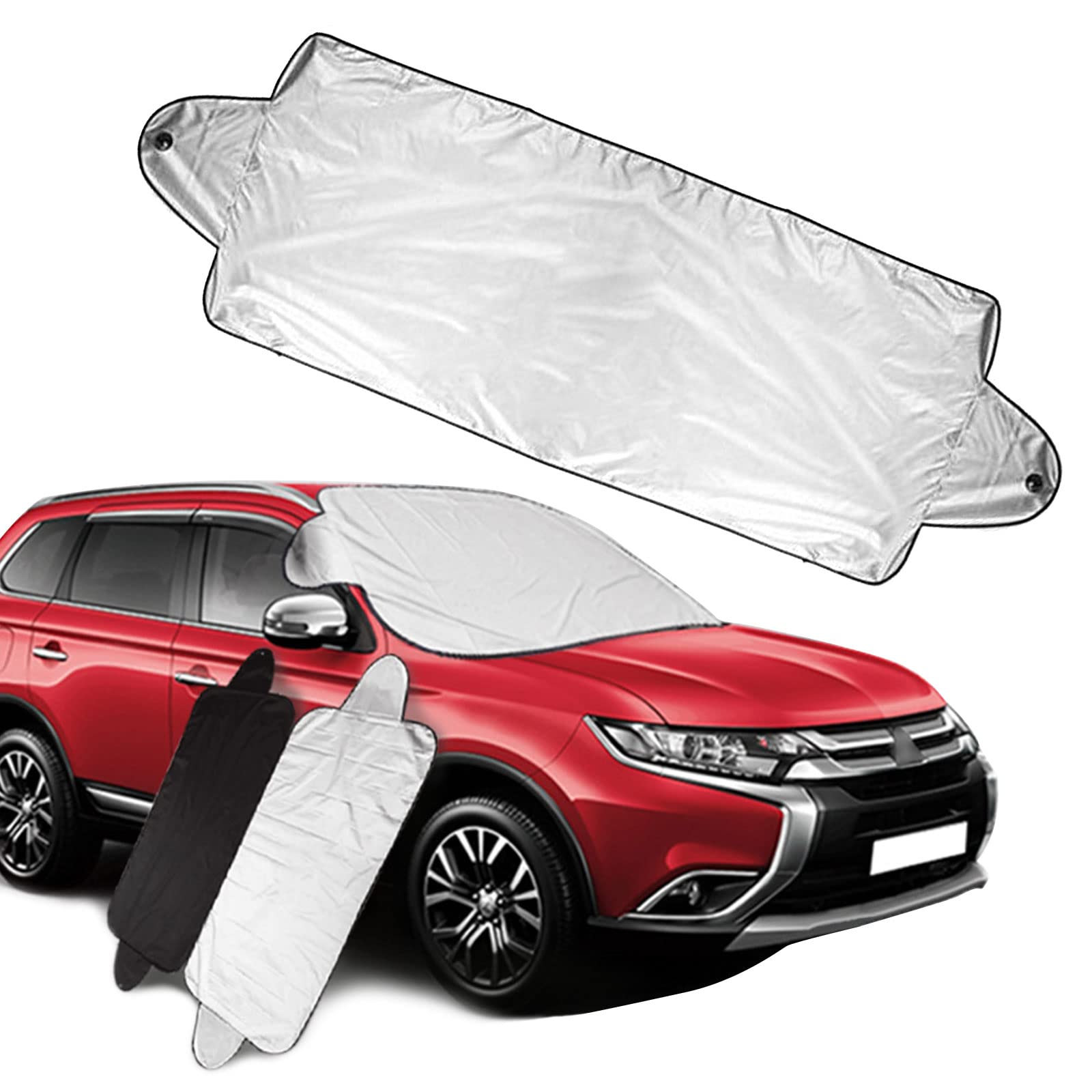 TSHAOUN Parasol para Parabrisas de Coche, Parasol para Parabrisas Delantero, Plata Parasol Plegable para Coche, Protector de Parabrisas, Parasol portátil para Coche, Apto a la Mayoría de Coches