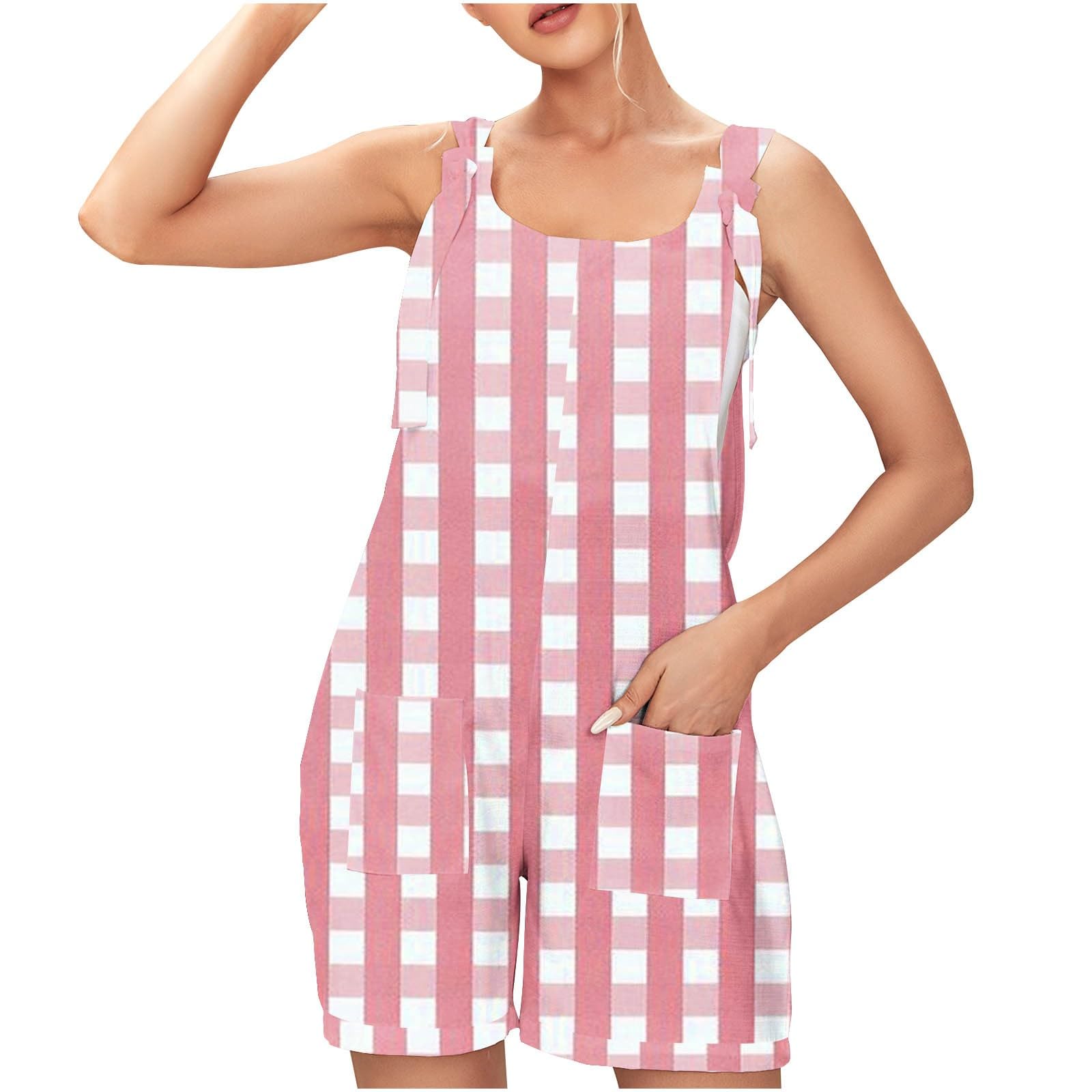 NUSGEAR 2024 Peto Corto Mujer Verano Moda Casual Monos de Tirantes Jumpsuit Una Pieza Pantalones de Tirantes Camiseta sin Mangas Estampado Anchos de Rectos Playsuit Playa Shorts