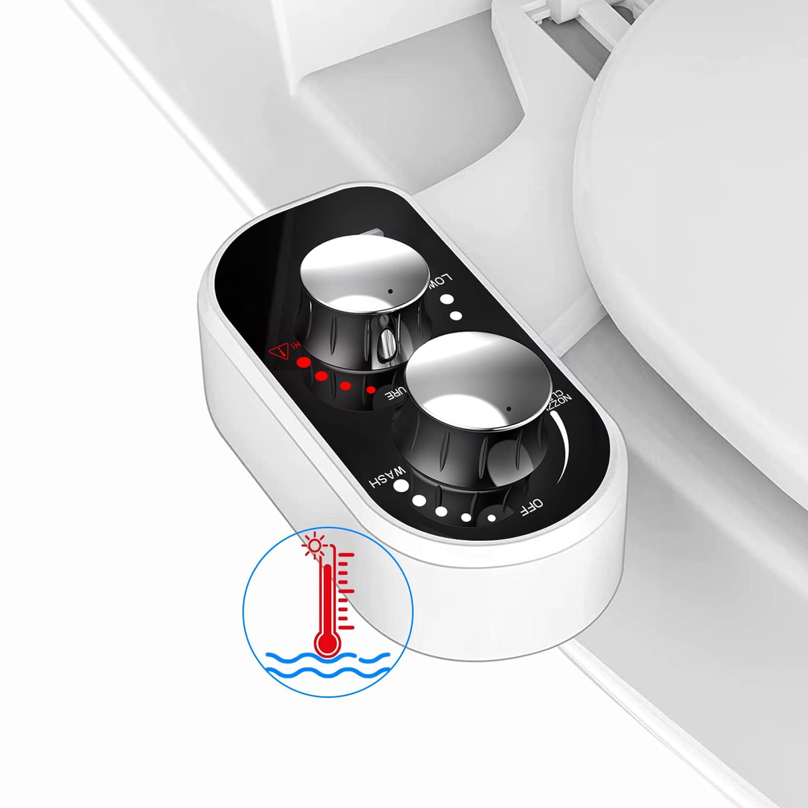 Bidet Attachment for Toilet Hot and Cold, Upgraded Bidet Warm Cold Water, Ultra-Slim Self Cleaning Non-Electric, Adjustable Pressure Nozzle Control Sprayer, for Posterior, Feminine Wash